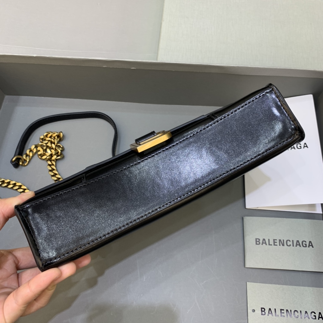 Balenciaga Big Hourglass Wallet With Chain Shoulder Bag Black